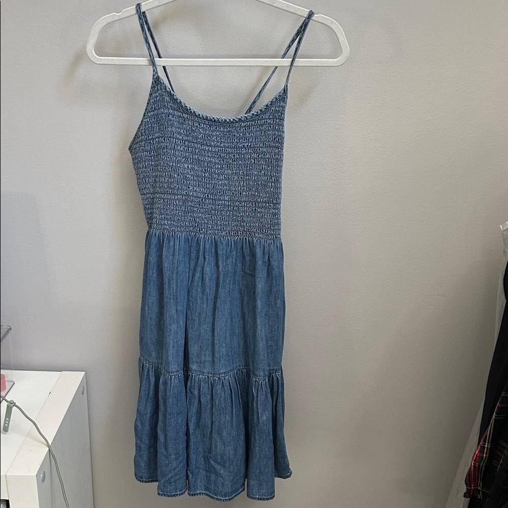 GAP Blue Smocked Midi Dress